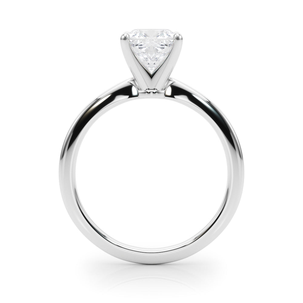 Platinum Cushion Solitaire Engagement Ring with Classic Band and Four-Prong Setting