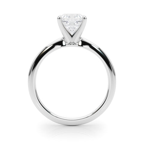 Silver Cushion Solitaire Engagement Ring with Classic Band and Four-Prong Setting