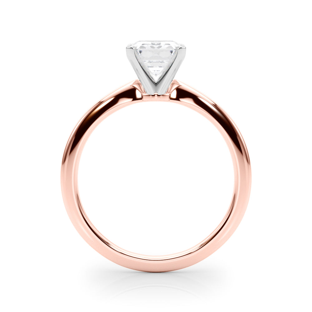 Rose gold Radiant Solitaire Engagement Ring with Classic Band and Four-Prong Setting