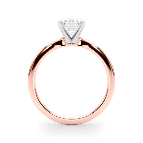 Rose gold Emerald Solitaire Engagement Ring with Classic Band and Four-Prong Setting