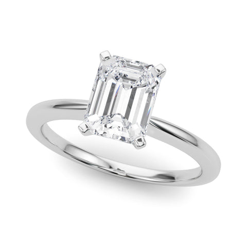 Platinum Radiant Solitaire Engagement Ring with Classic Band and Four-Prong Setting