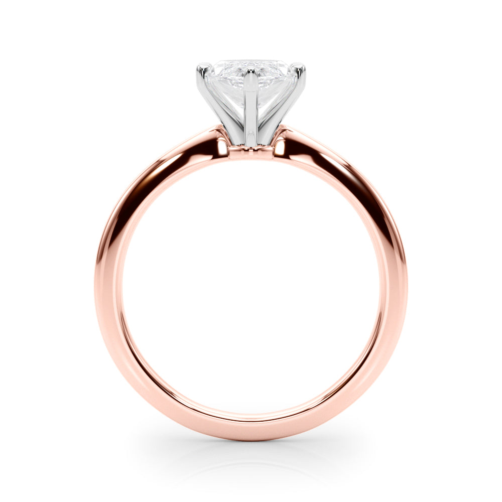 Rose gold Marquise Solitaire Engagement Ring with Classic Band and Four-Prong Setting