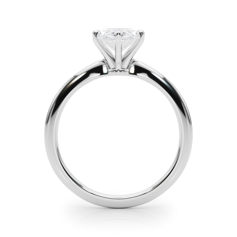 White gold Marquise Solitaire Engagement Ring with Classic Band and Four-Prong Setting