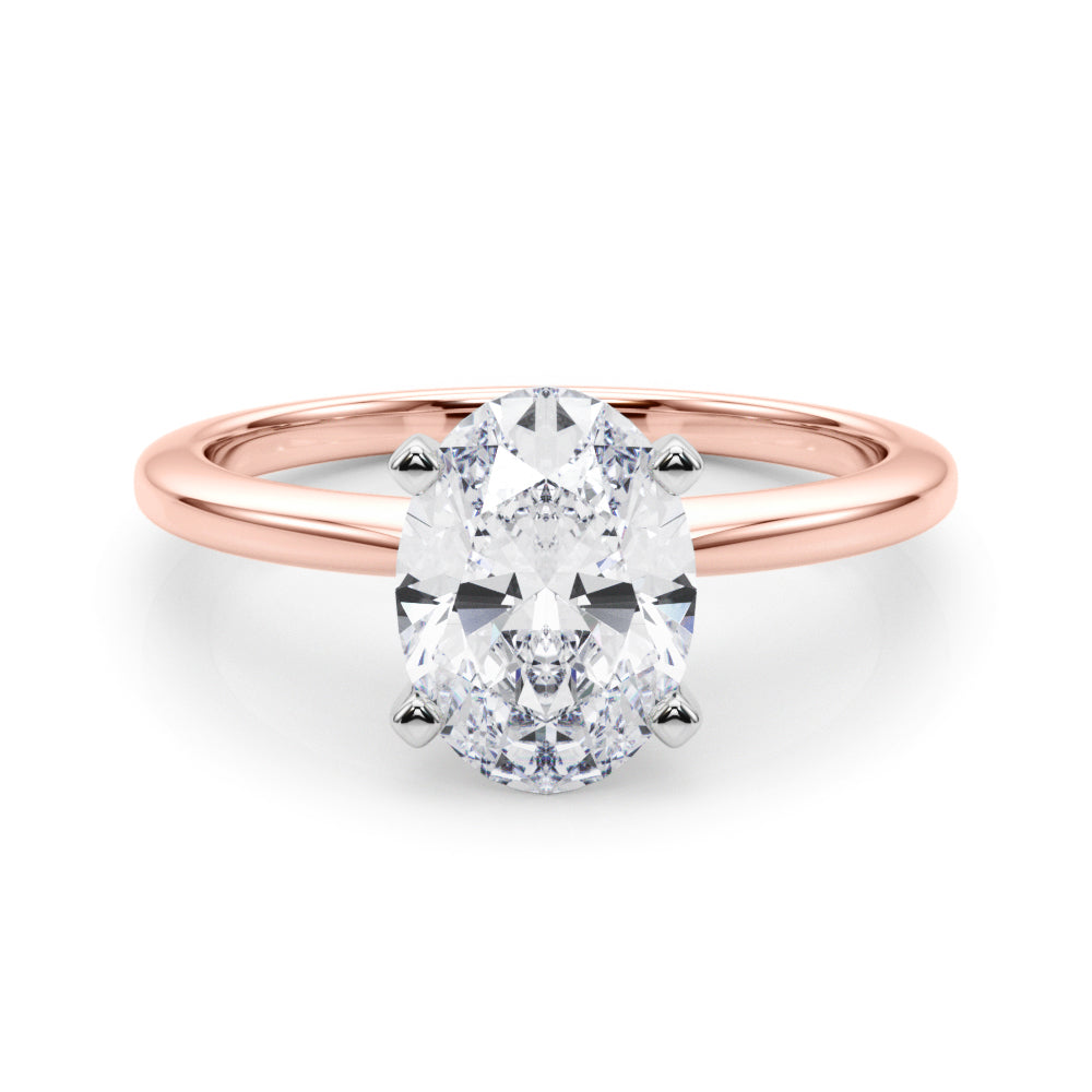 Rose gold Oval Solitaire Engagement Ring with Classic Band and Four-Prong Setting