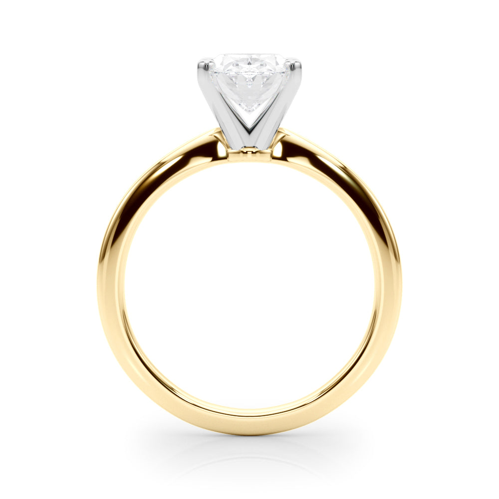 Yellow gold Oval Solitaire Engagement Ring with Classic Band and Four-Prong Setting