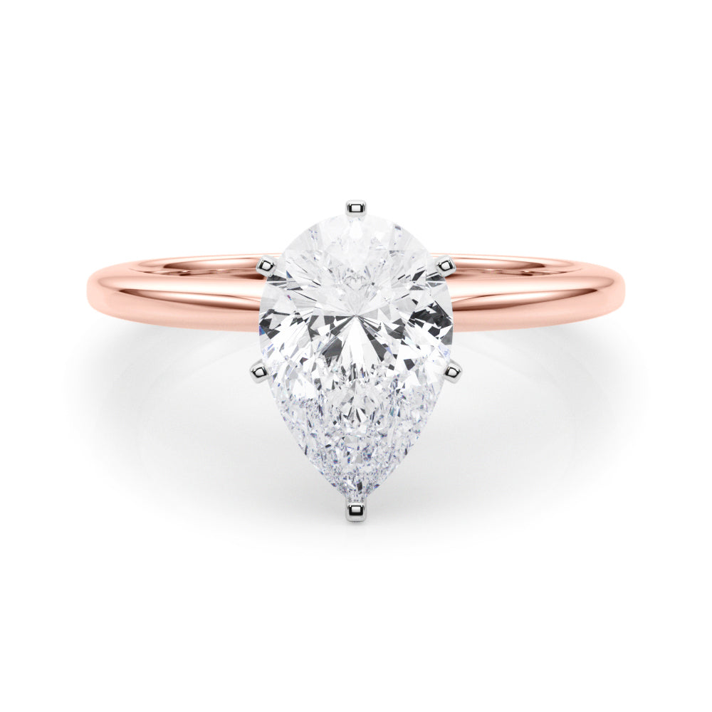 Rose gold Pear Solitaire Engagement Ring with Classic Band and Four-Prong Setting