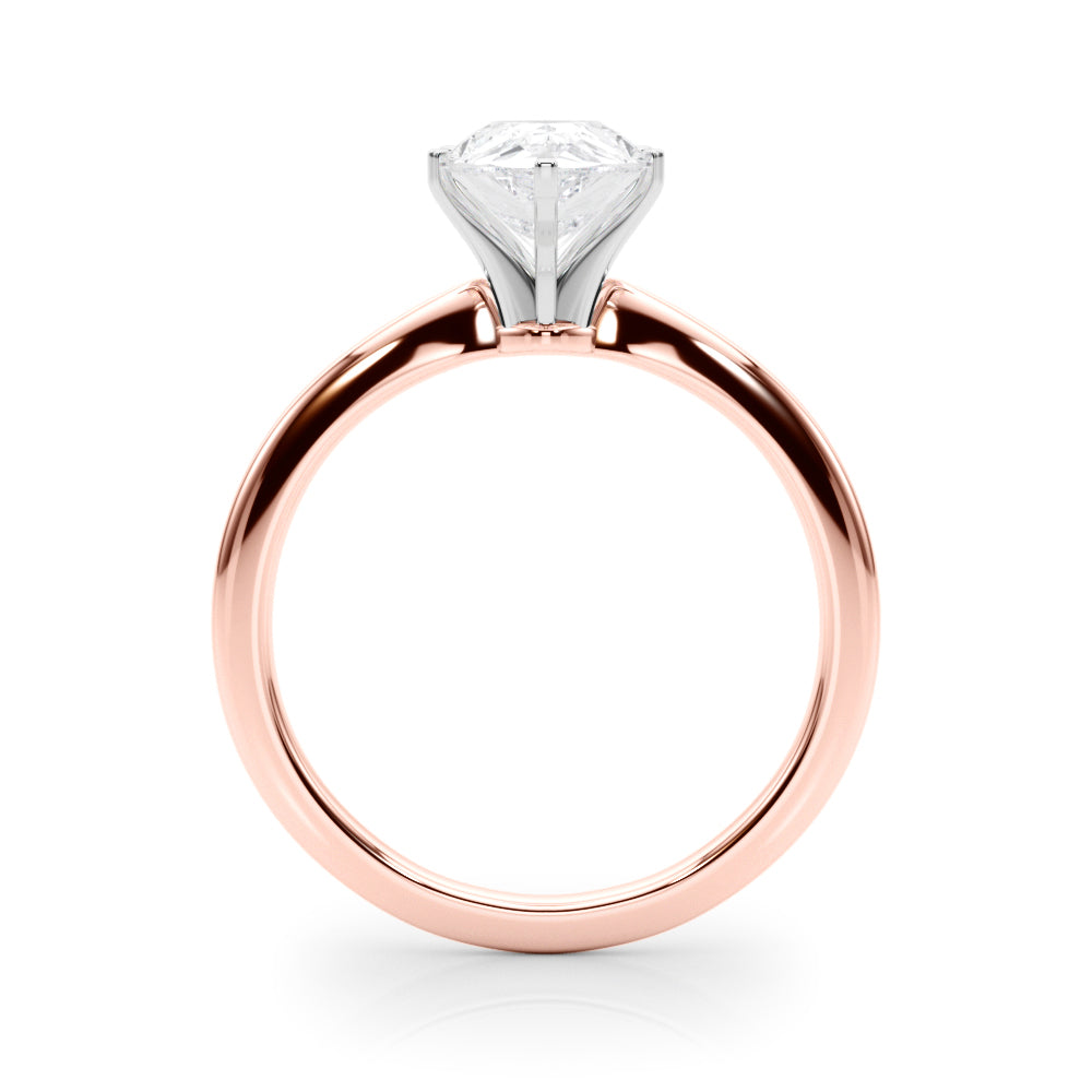 Rose gold Pear Solitaire Engagement Ring with Classic Band and Four-Prong Setting