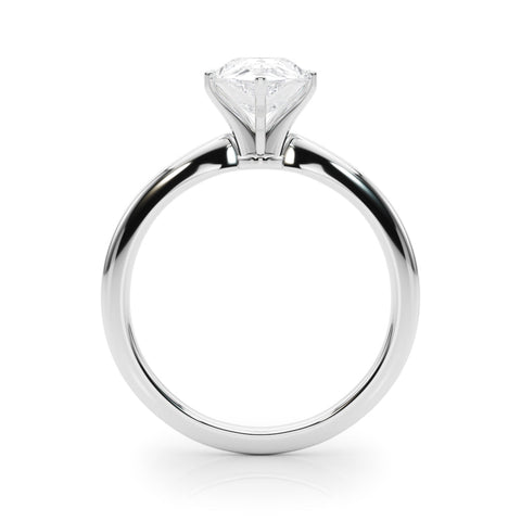 White gold Pear Solitaire Engagement Ring with Classic Band and Four-Prong Setting