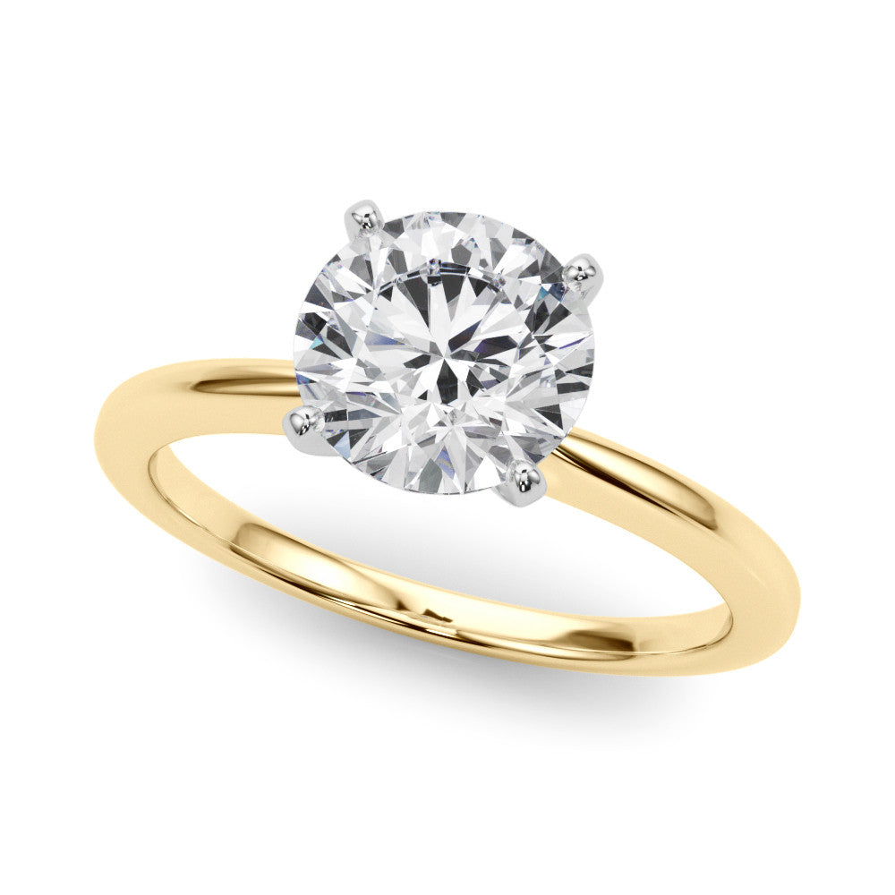 Yellow gold Heart Solitaire Engagement Ring with Classic Band and Four-Prong Setting