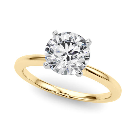 Yellow gold Round Solitaire Engagement Ring with Classic Band and Four-Prong Setting