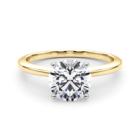 Yellow gold Round Solitaire Engagement Ring with Classic Band and Four-Prong Setting