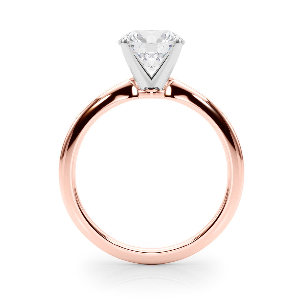 Rose gold Round Solitaire Engagement Ring with Classic Band and Four-Prong Setting