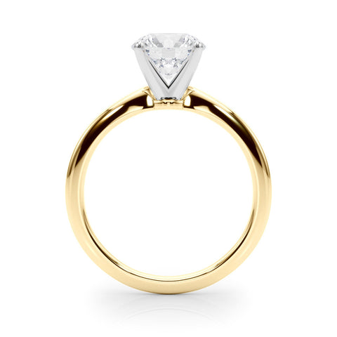 Yellow gold Round Solitaire Engagement Ring with Classic Band and Four-Prong Setting