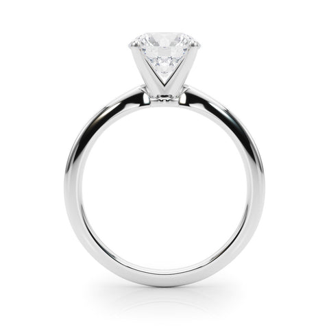 White gold Round Solitaire Engagement Ring with Classic Band and Four-Prong Setting