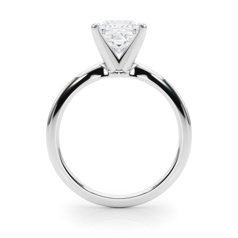 Silver Princess Solitaire Engagement Ring with Classic Band and Four-Prong Setting