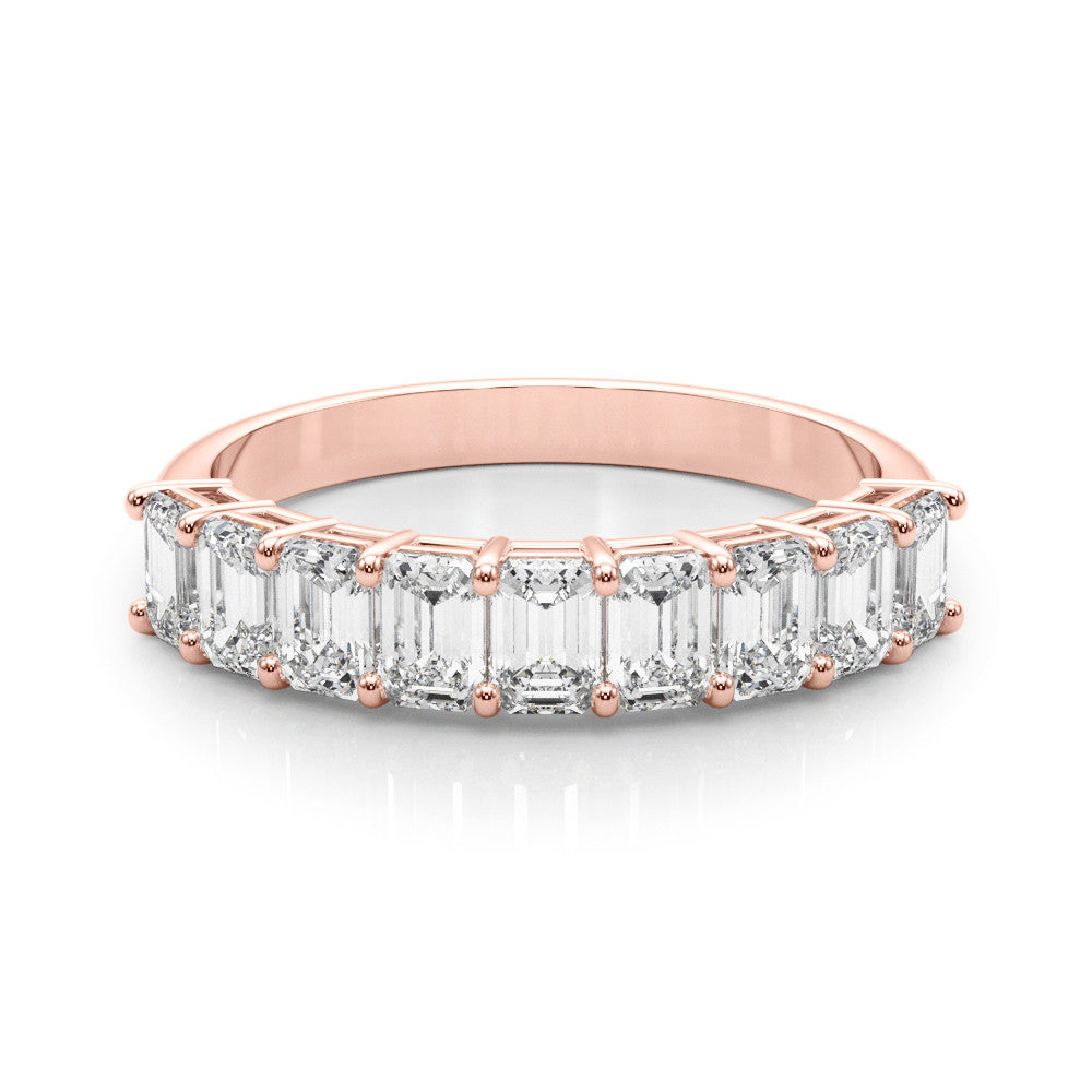 Rose gold Emerald Cut Diamond Prong Set Eternity Band