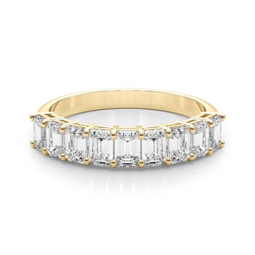 Yellow gold Emerald Cut Diamond Prong Set Eternity Band
