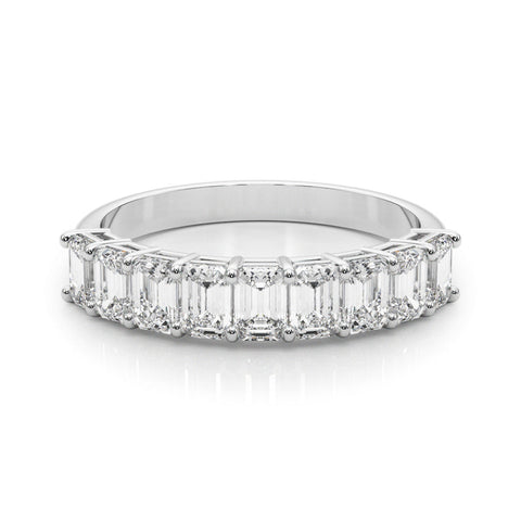 White gold Emerald Cut Diamond Prong Set Eternity Band