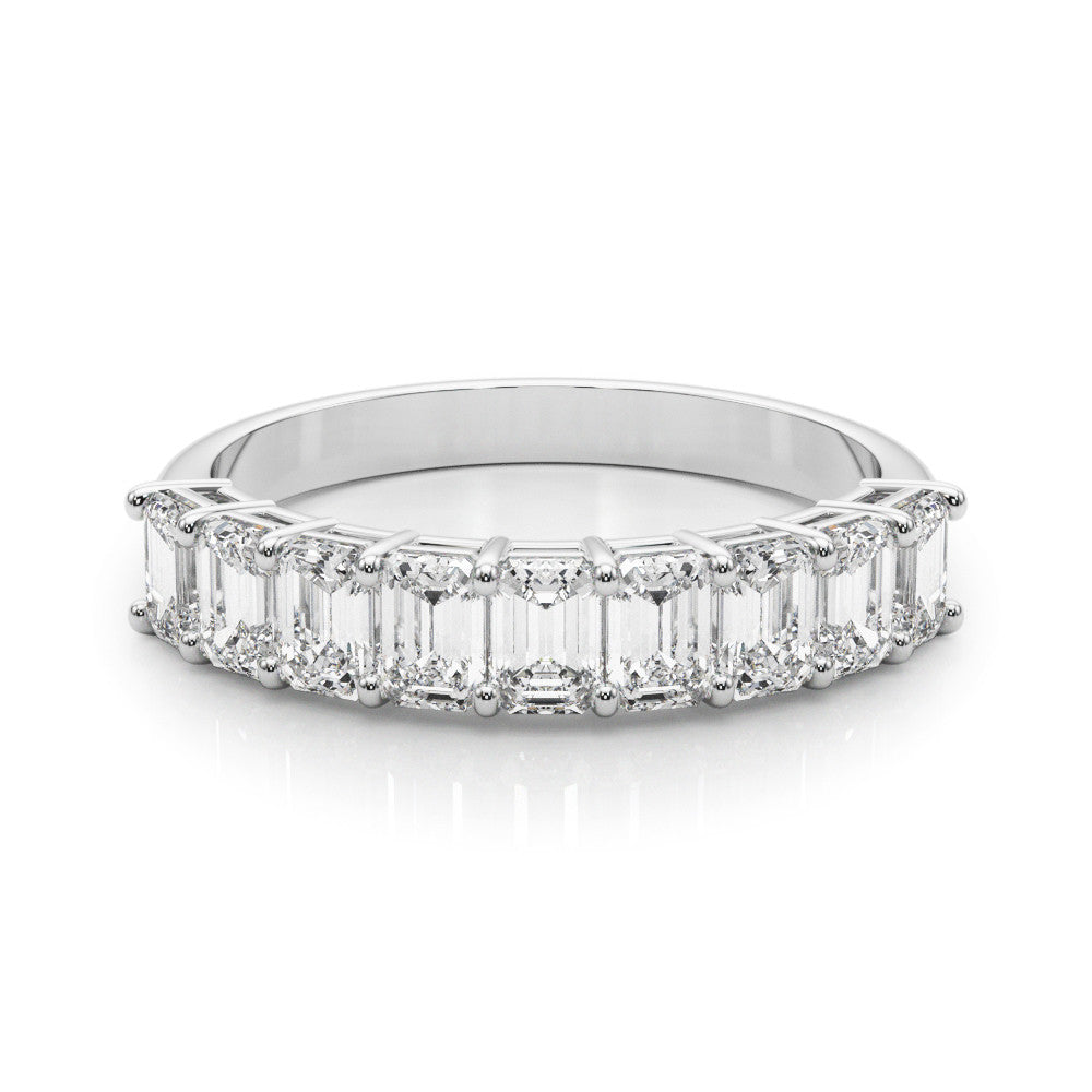 Platinum Emerald Cut Diamond Prong Set Eternity Band