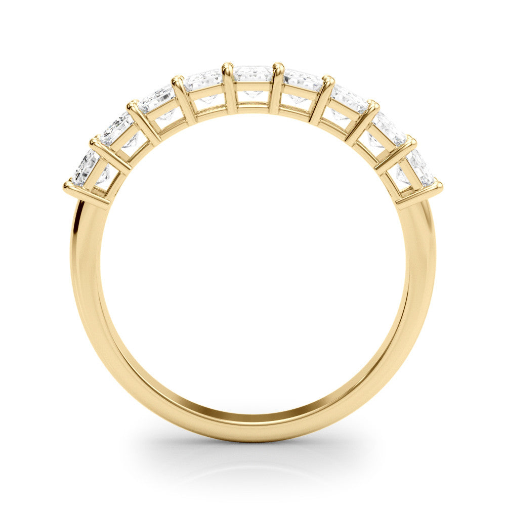 Yellow gold Emerald Cut Diamond Prong Set Eternity Band