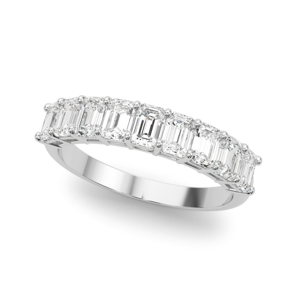 White gold Emerald Cut Diamond Prong Set Eternity Band