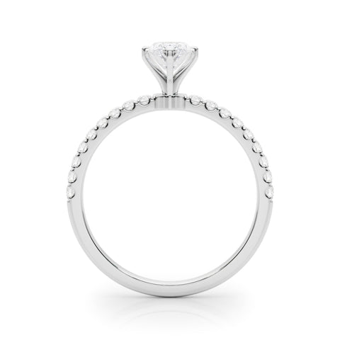 Platinum Marquise Solitaire Diamond Pavé Band with Four-Prong Setting