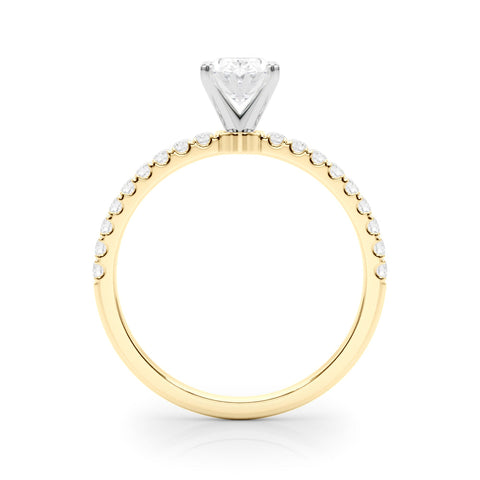 Yellow gold Oval Solitaire Diamond Pavé Band with Four-Prong Setting
