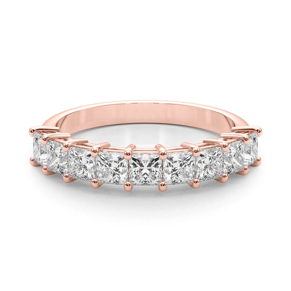 Rose gold Princess Cut Diamond Prong Set Eternity Band