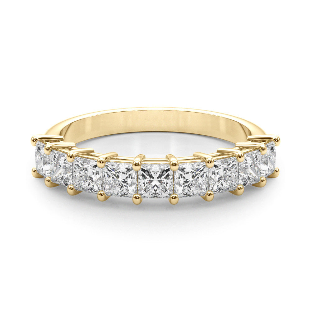 Yellow gold Princess Cut Diamond Prong Set Eternity Band