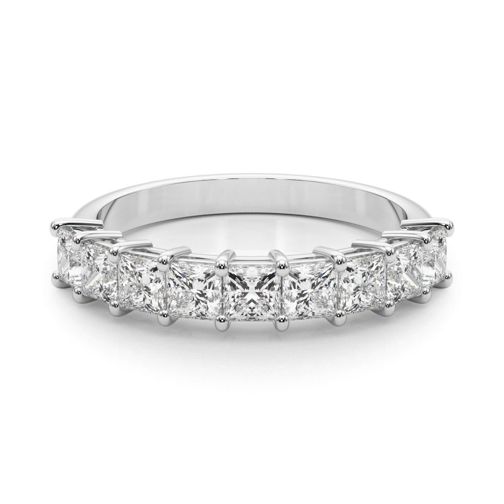 Silver Princess Cut Diamond Prong Set Eternity Band