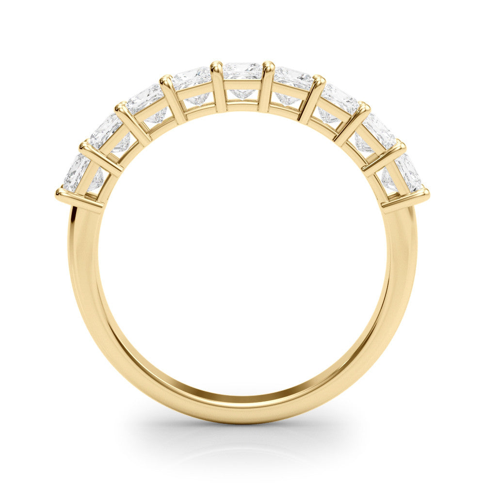 Yellow gold Princess Cut Diamond Prong Set Eternity Band