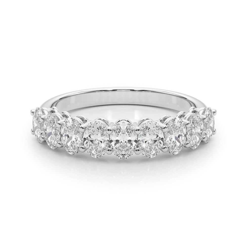 White gold Oval Diamond Prong-Set Eternity Band