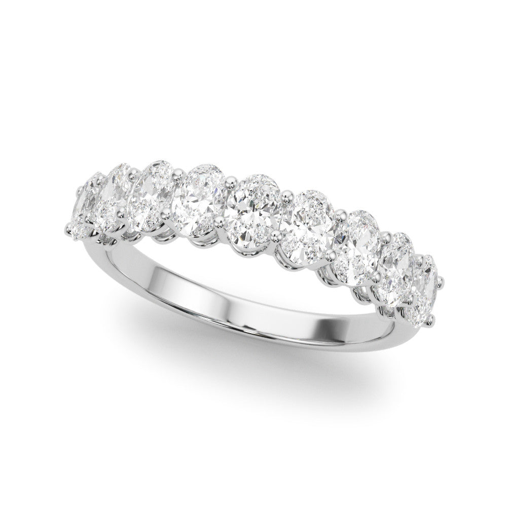 White gold Oval Diamond Prong-Set Eternity Band
