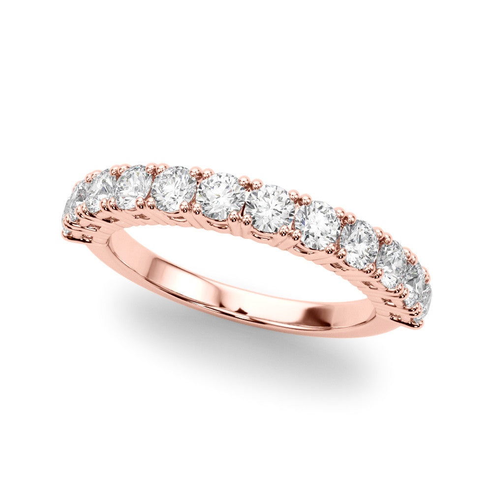 Rose gold Round Diamond Half-Eternity Band with Shared Prong Setting