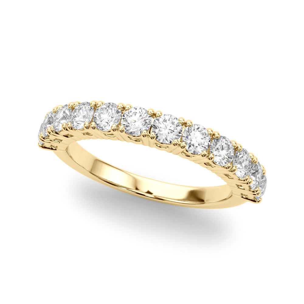 Yellow gold Round Diamond Half-Eternity Band with Shared Prong Setting