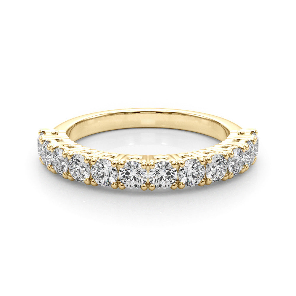 Yellow gold Round Diamond Half-Eternity Band with Shared Prong Setting
