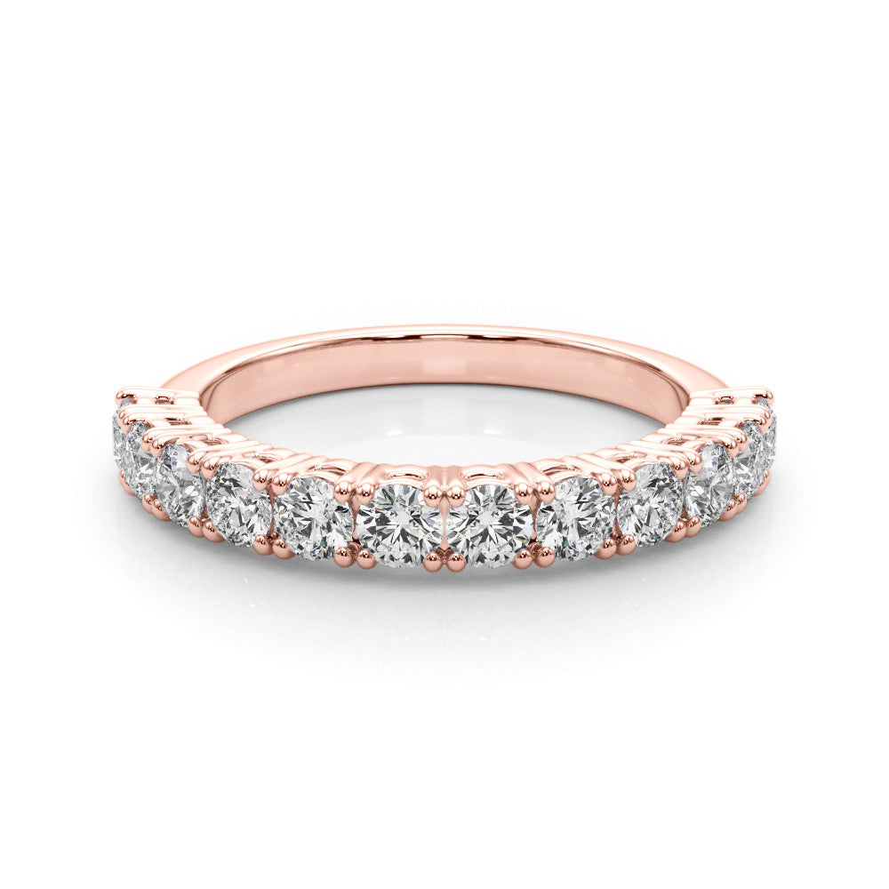 Rose gold Round Diamond Half-Eternity Band with Shared Prong Setting