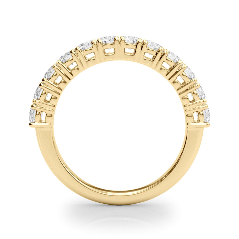 Yellow gold Round Diamond Half-Eternity Band with Shared Prong Setting
