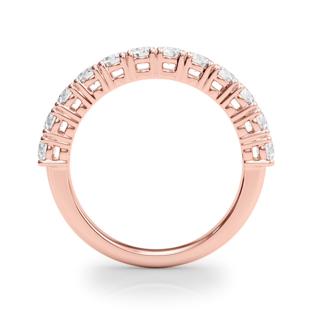 Rose gold Round Diamond Half-Eternity Band with Shared Prong Setting