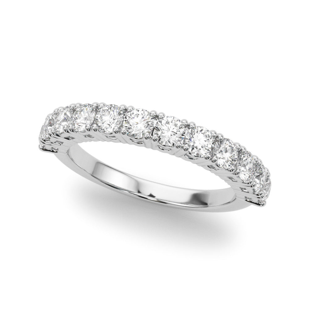 White gold Round Diamond Half-Eternity Band with Shared Prong Setting