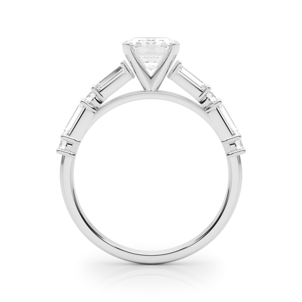 White gold Radiant Solitaire with Side Baguettes and Channel Set Band