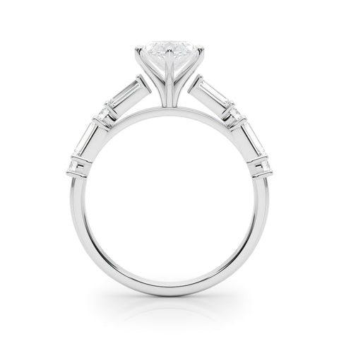 Platinum Marquise Solitaire with Side Baguettes and Channel Set Band