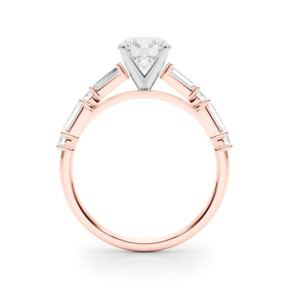 Rose gold Heart Solitaire with Side Baguettes and Channel Set Band