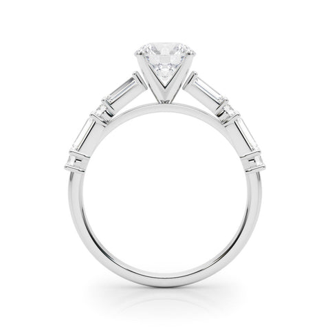 White gold Heart Solitaire with Side Baguettes and Channel Set Band