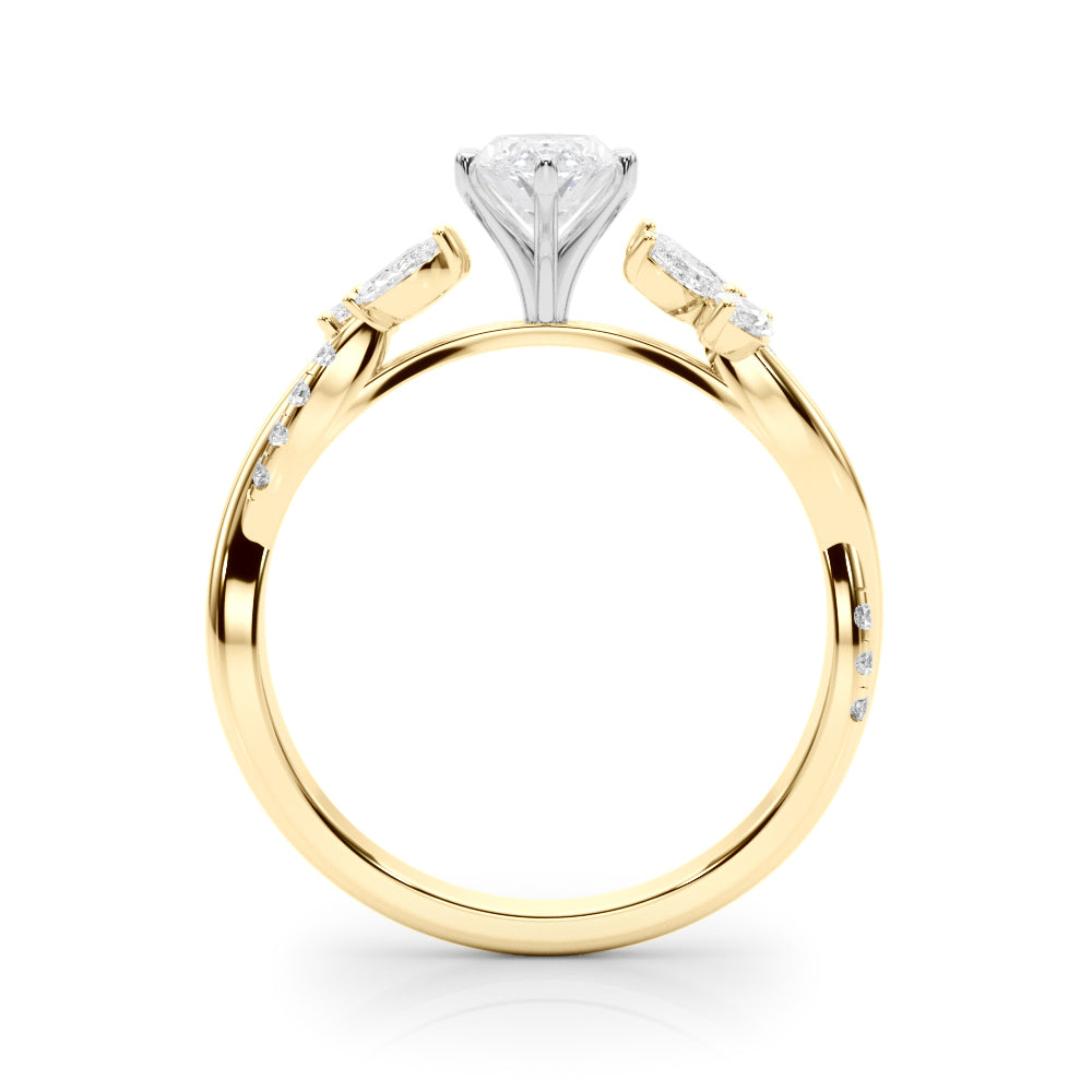 Yellow gold Marquise Diamond Floral Vine Solitaire Engagement Ring