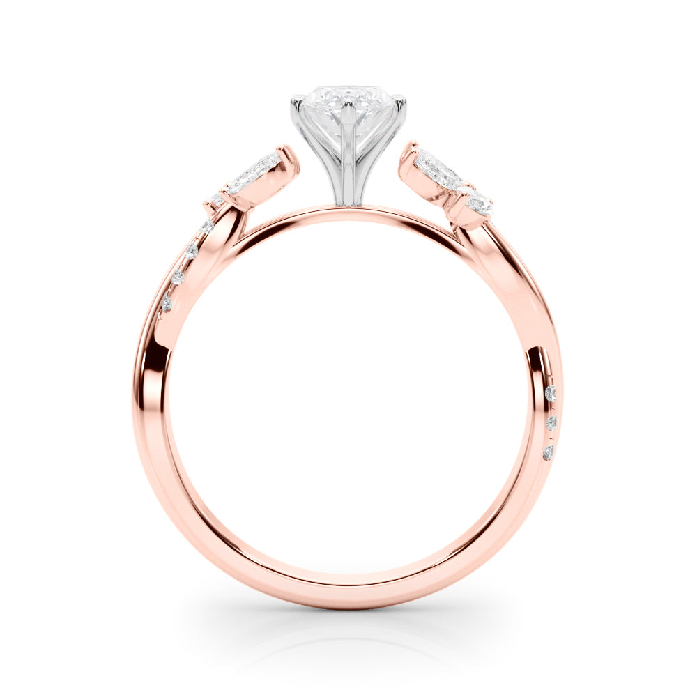 Rose gold Marquise Diamond Floral Vine Solitaire Engagement Ring