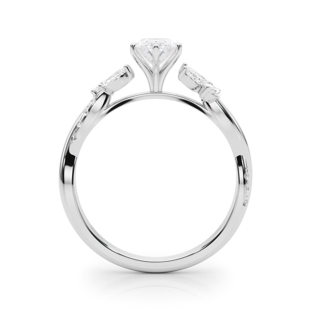 White gold Marquise Diamond Floral Vine Solitaire Engagement Ring