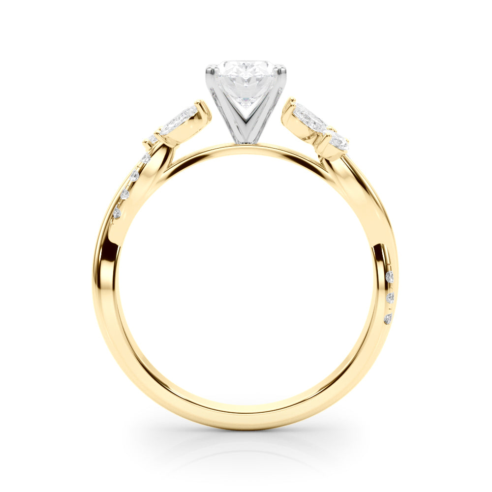 Yellow gold Oval Diamond Floral Vine Solitaire Engagement Ring