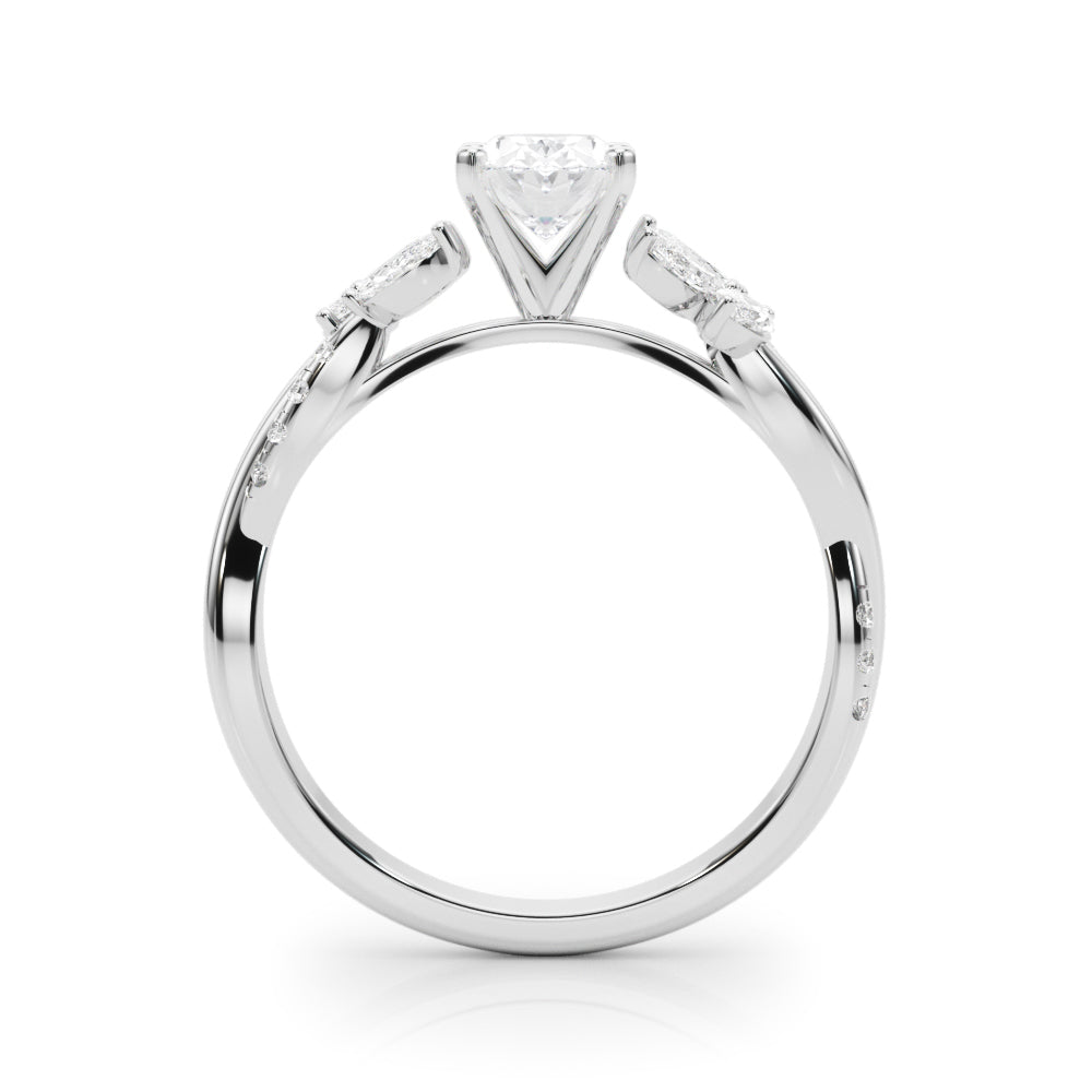 White gold Oval Diamond Floral Vine Solitaire Engagement Ring