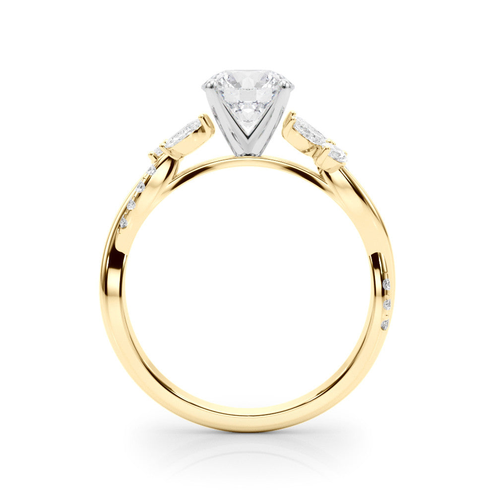 Yellow gold Round Diamond Floral Vine Solitaire Engagement Ring